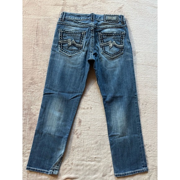 Miss Me Women's Mid Rise Boyfriend Capri Denim Jeans Embroidery Size‎ 27 - Picture 6 of 11